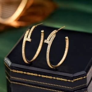 Designer Style 14kt Gold Overlay Cubic Zirconia Nail Earrings